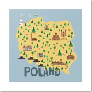 Poland Illustrated Map Posters and Art